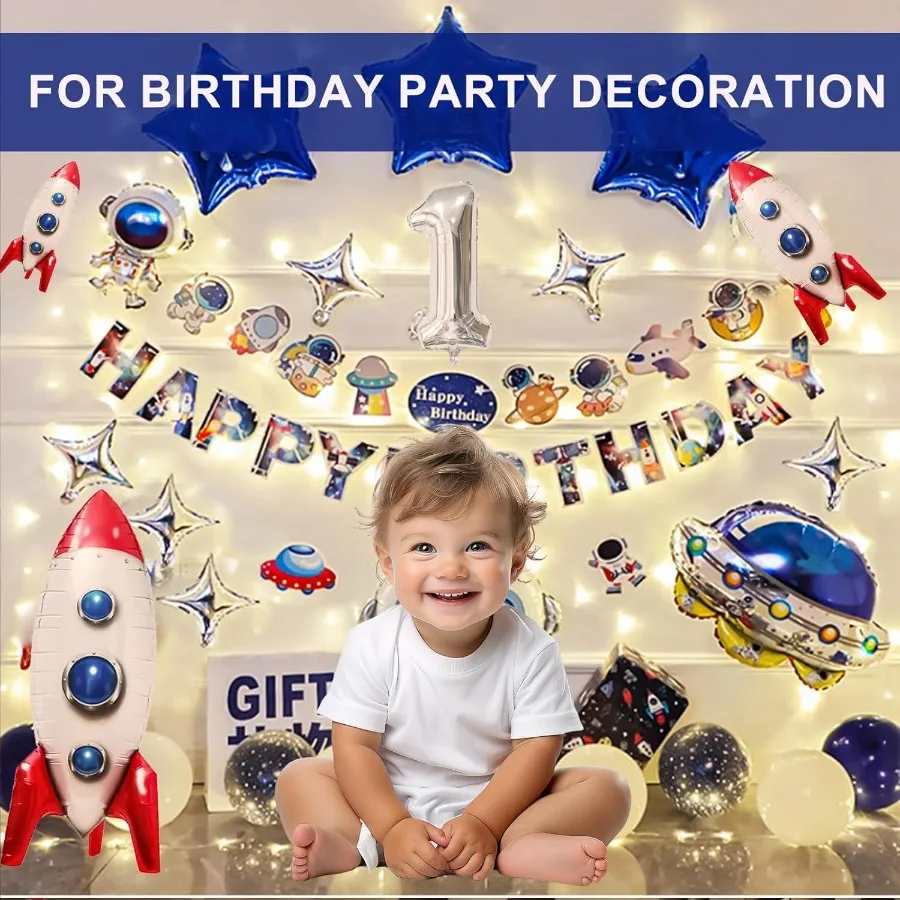2 قطعة بالونات الصواريخ الكبيرة 33 بوصة الفضاء تحت عنوان زينة الحفلات 4D الألومنيوم احباط غالاكسي بالونات لعيد ميلاد الطفل دش Ast