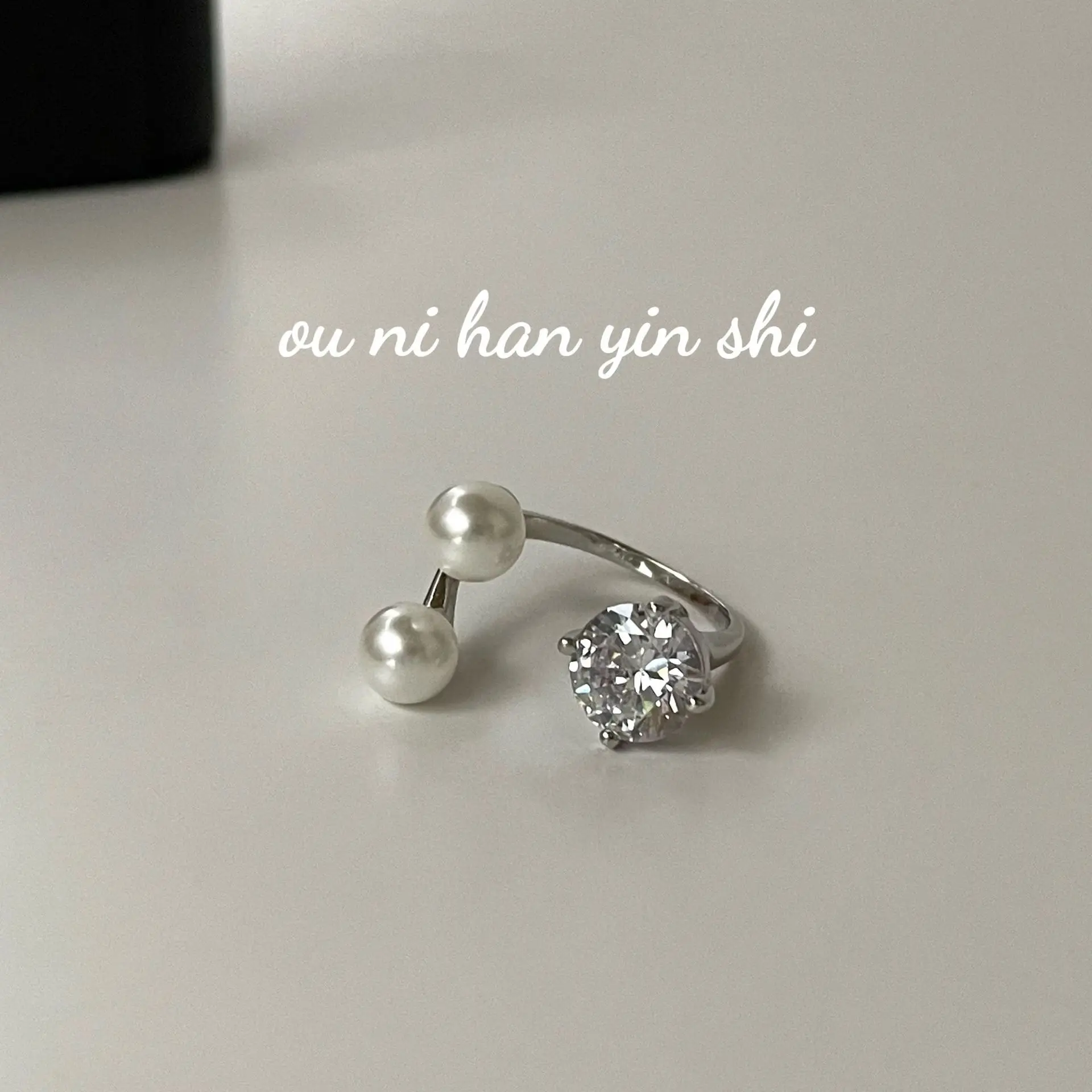 CHOZON S925 الصلبة الفضة اللؤلؤ الزركون خاتم الكورية الحد الأدنى بالجملة التراص المجوهرات للنساء