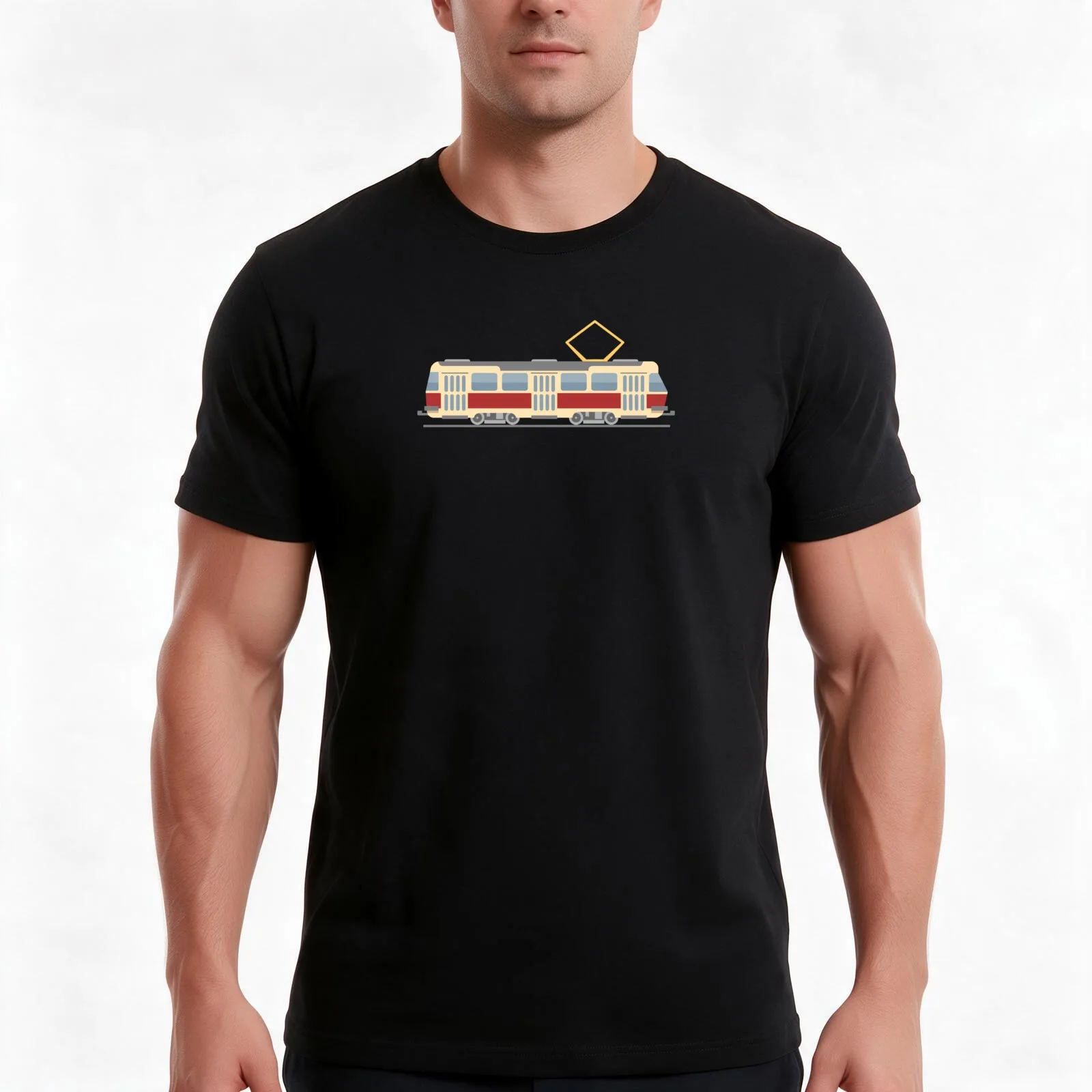 Prague Tram T3 T-Shirt, Summer Casual Cotton Tee, Oversized Streetwear Tops, Vintage Graphic Print, Loose Fit Short Sleeve