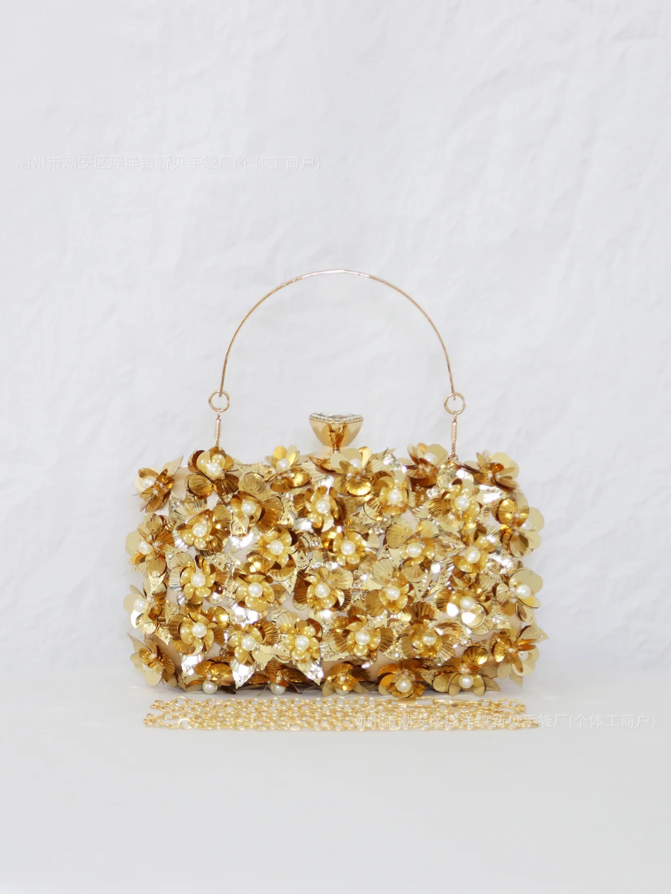 New Fashion Dinner Bag Handmade Sequin Beaded Dress Bag Pearl Ladies Handbag Shoulder Bag Chain