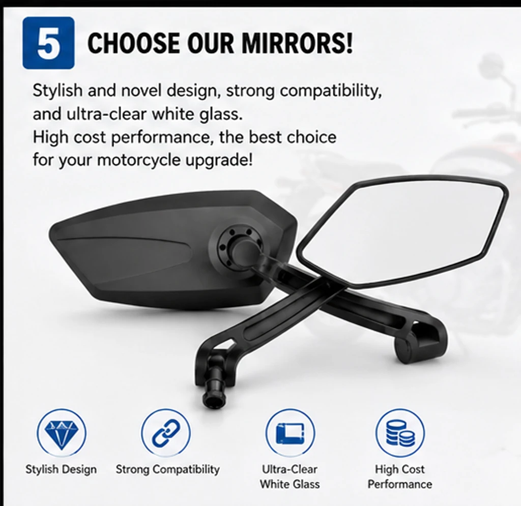 High Strength ABS Motorcycle Rear view Mirrors Adjustable With logo For HONDA CBF 600 CBF1000 CBF 125 SA CBF250 CBF500 CBF125 - view 6