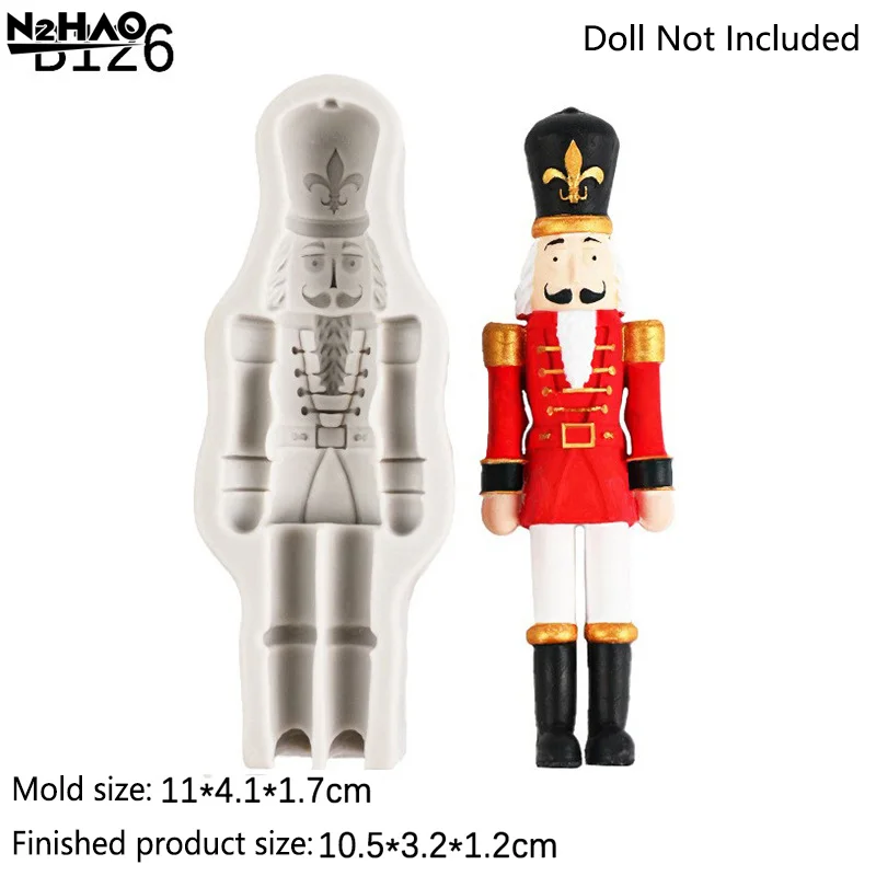 

1pc Nutcracker Soldier Fondant Silicone Molds Christmas Chocolate Molds For Cake Decorating Gum Paste Polymer Clay Mold Bakeware