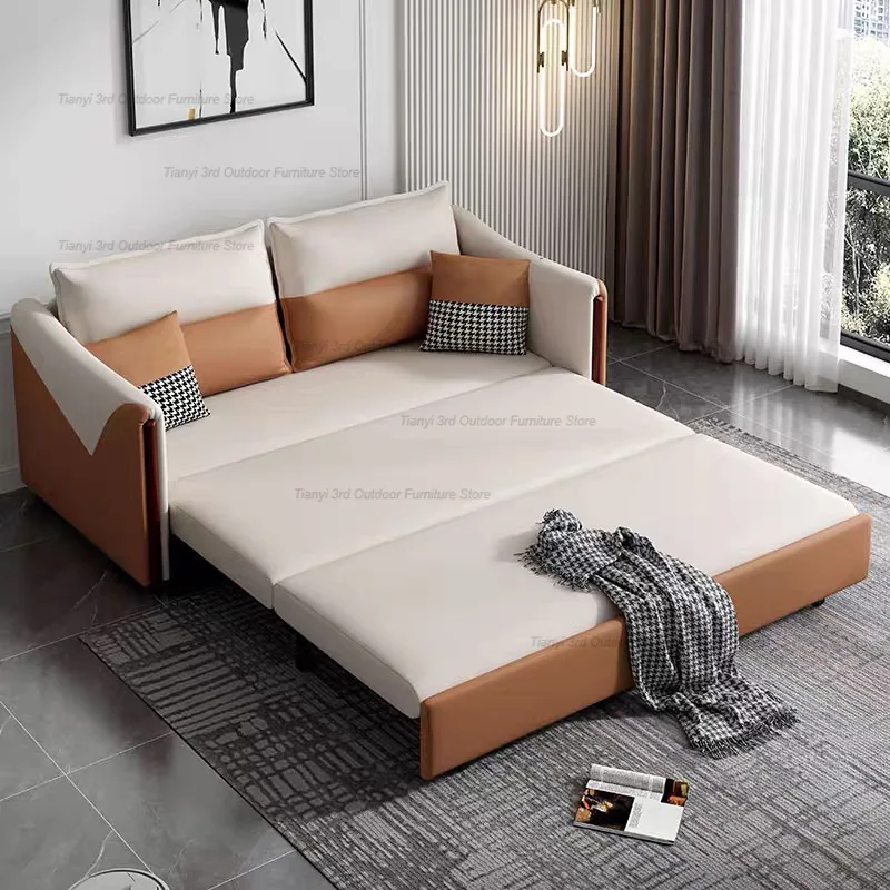 

Nordic Fabric Foldable Sofa Bed Modern Living Room Double Multifunctional Folding Beds Bedroom Balcony Home Furniture FYSS