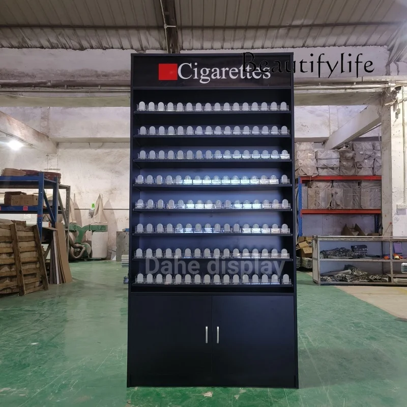 

custom.display Cabinet Metal Wood Store Rack Shelf With Led Light Cigarettes Shelves smoke Shop Supermarket Shelves