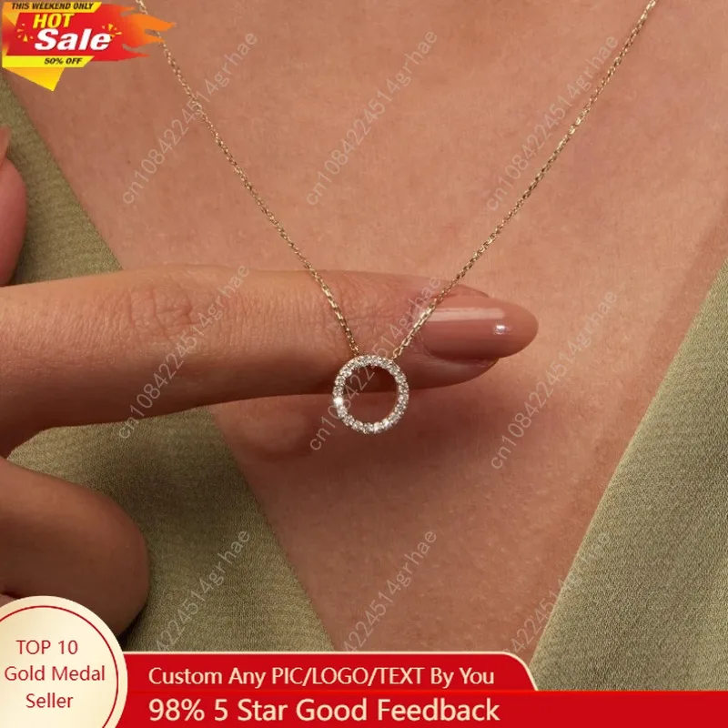 

Fashion Trend Elegant Jewelry Simple Crystal Circle Pendant Necklace Golden Color Unquie Women Necklace Party Gift Wholesale