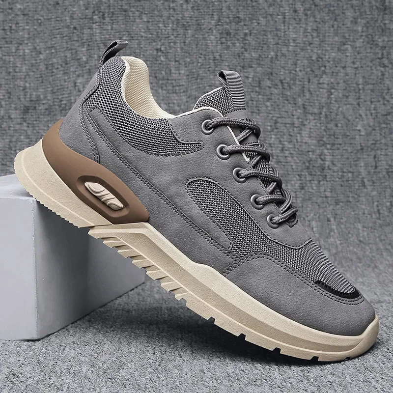 Zapatillas deportivas transpirables hombre gamuza plataforma