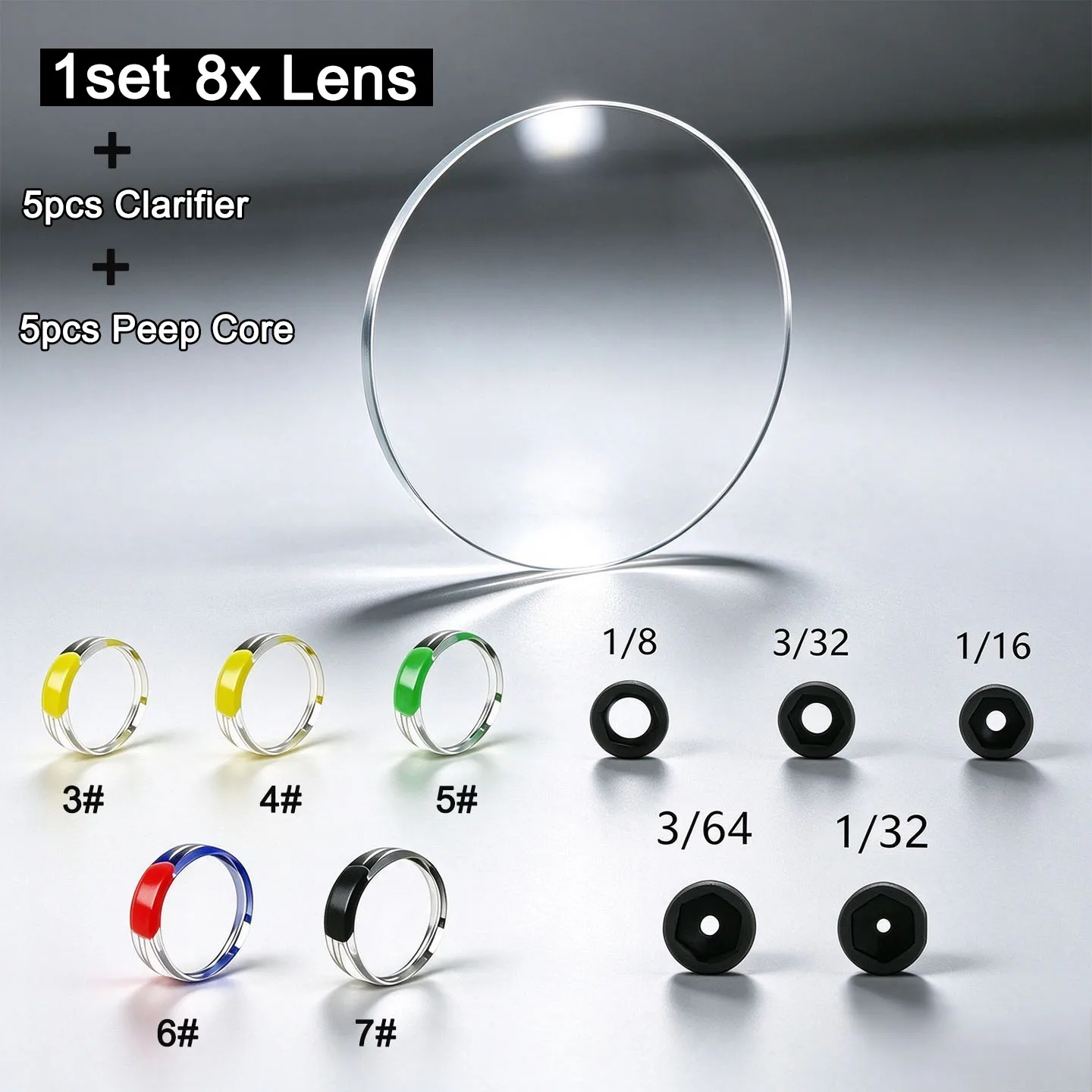 Archery Peep Sight Clarifier Lens 4X 6X 8X 8X Myopia Compound Bow PXS Target Peep Replacement Lens For 3D Shooting Hunting Acces