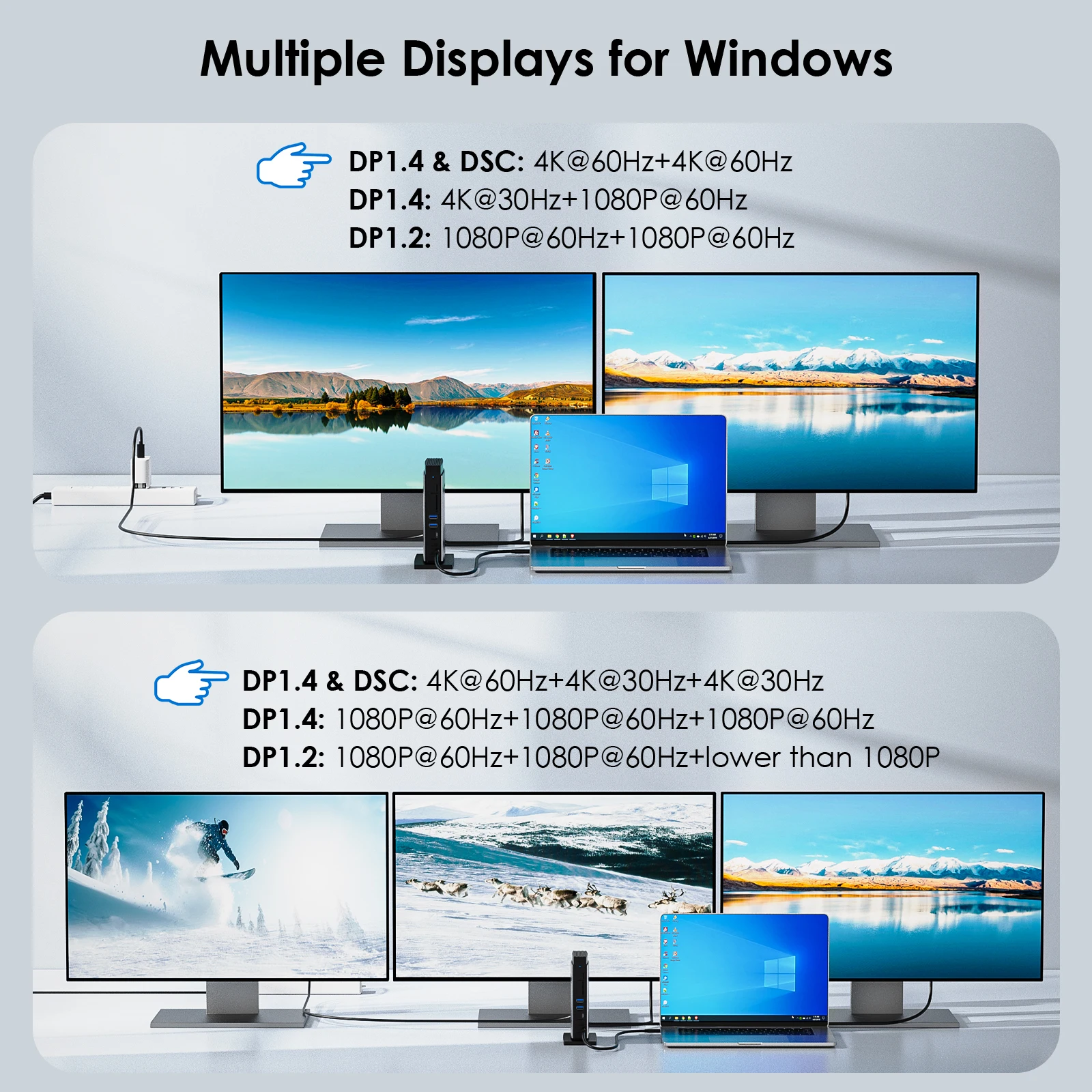 Imagem -04 - Wavlink-estação de Ancoragem com Ecrã Triplo Pd3.1 Usb c 10g Potência 140w 8k Hdmi Displayport Rj45 m1 m2 m3 Win