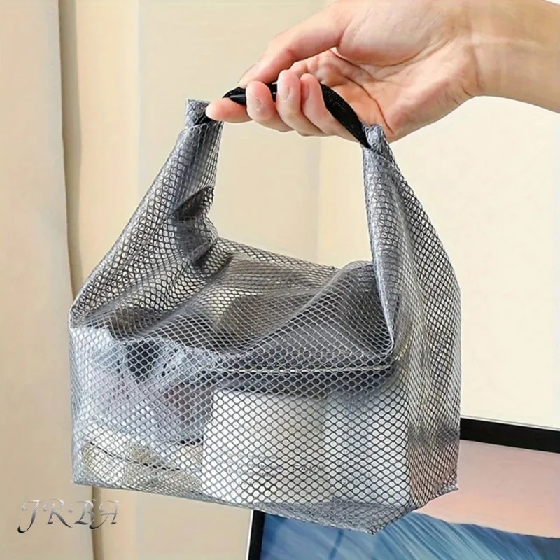 Waterproof Mesh Toiletry Bag, Drawstring Cosmetic Organizer with Quick-Release Buckle, Transparent Pouch for Travel, Gym