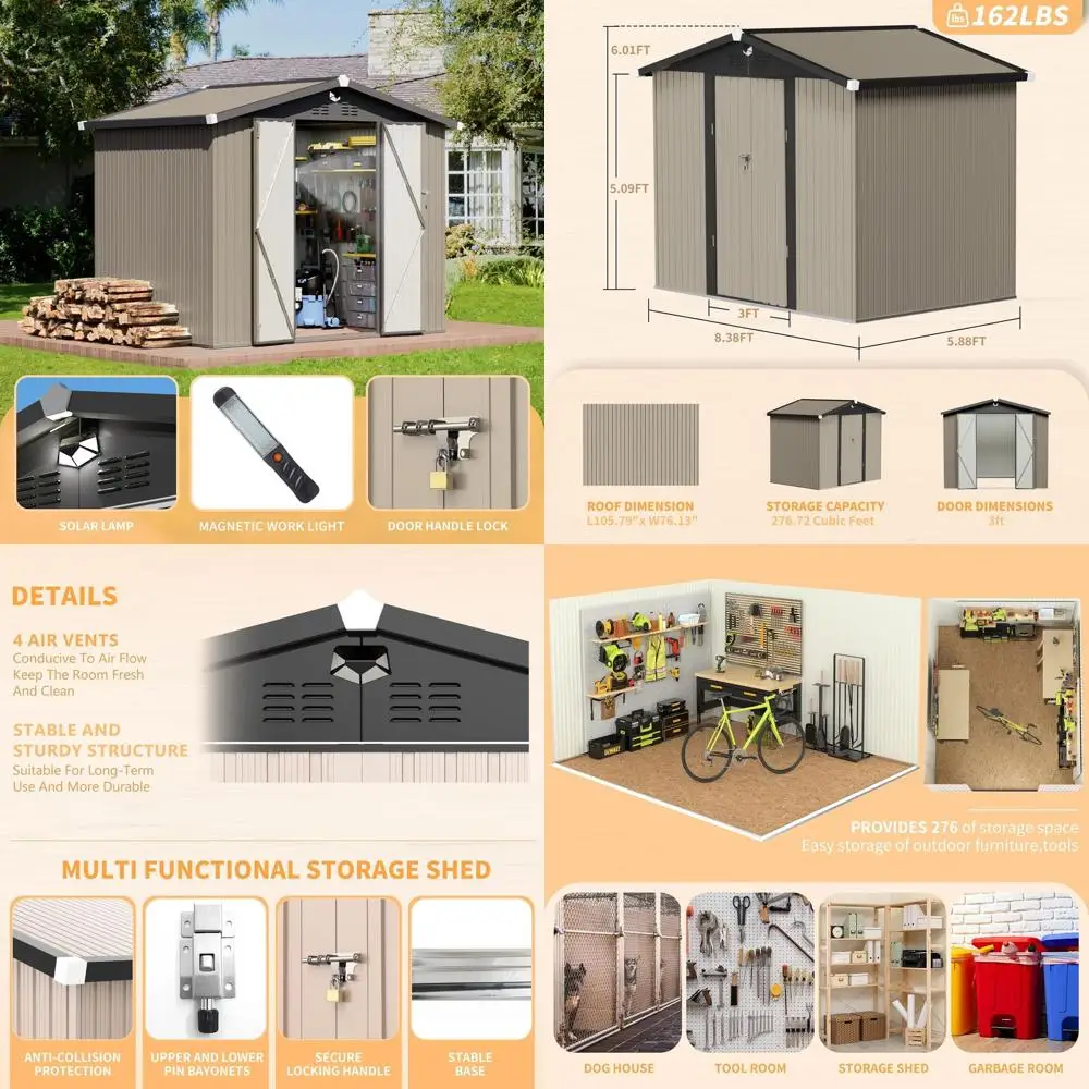 

Прочный металлический уличный навес с большим пространством для хранения и запираемой дверью