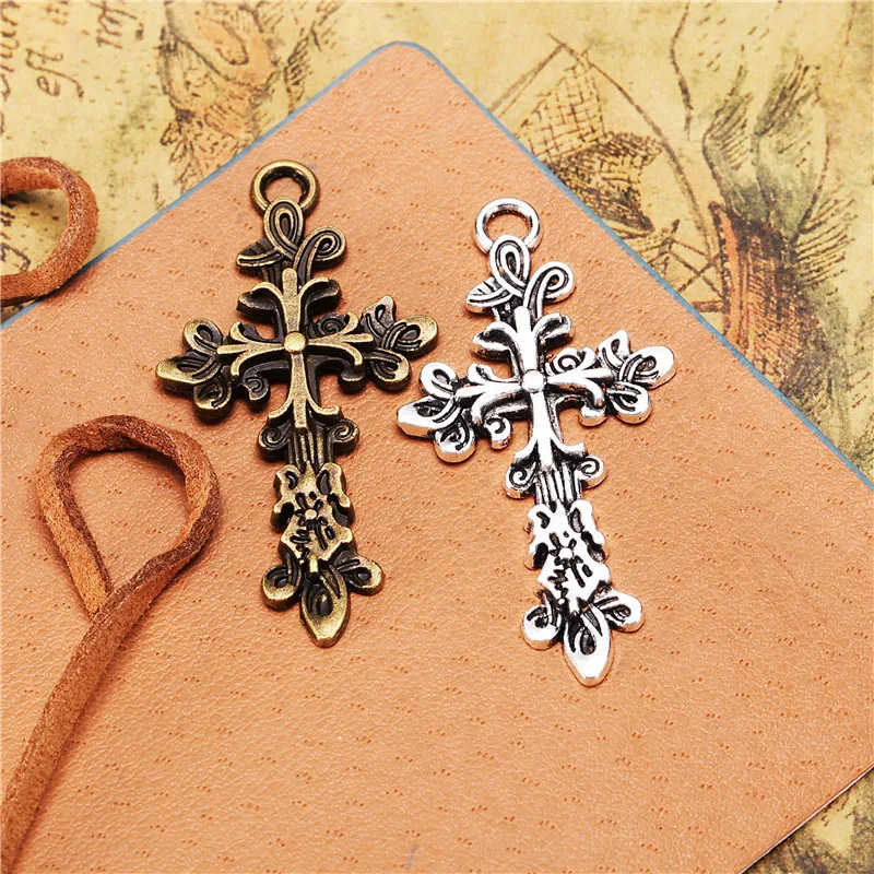 DIYOrnament Bracelet Necklace Accessories47*25MMFlower Alloy Cross Ornament Accessories Necklace Pendant