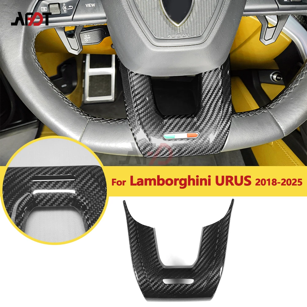 AFDT For Lamborghini URUS 2018-2025 Real Carbon Fiber Car Steering Wheel Trim Cover Sticker Accessories