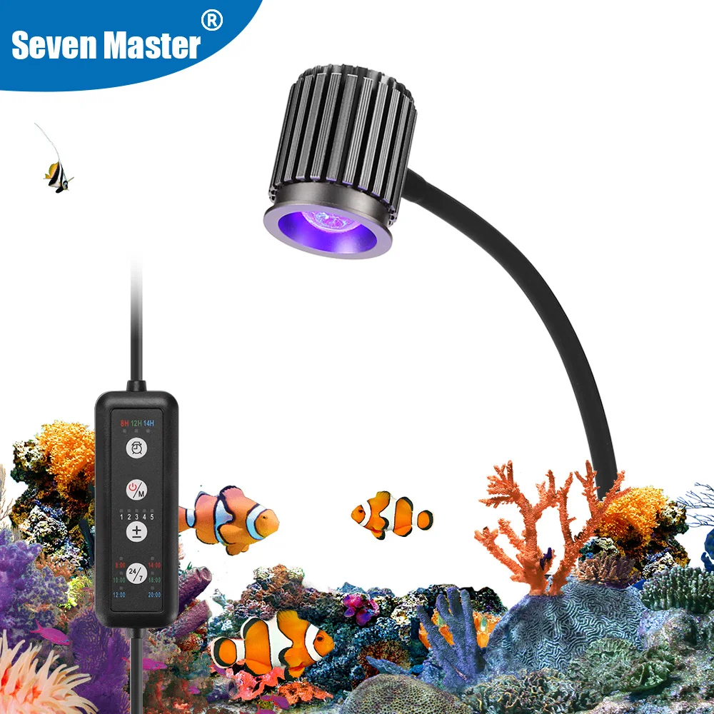 8W/12W Aquarium LED Light Full Spectrum Fish Tank Lamp with Timer Dimmable 24/7 Mode for Marine Reef Coral Plants