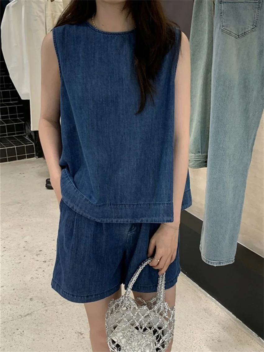 Alien Kitty Summer Office Lady Suits Slim Daily High Street Vacation Denim 2024 Chic OL Fashion Loose Wide Leg Casual Shorts