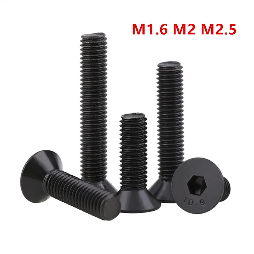 10.9 Black M1.6*3 4 5-12mm M2*3 4 5 6-40mm M2.5*3 4 5 6-35mm Flat Countersunk Head Hexagon Socket Bolt Screw