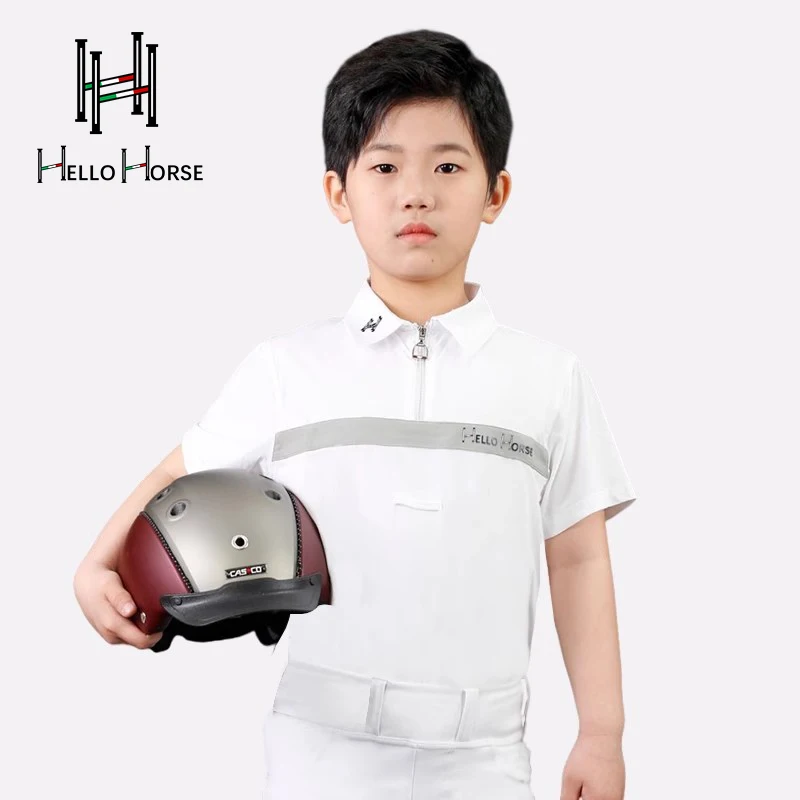 266.4 سنتيمتر التنين الأطفال الفروسية تي شيرت عادية تنفس قصيرة الأكمام ملابس الفروسية الفتيات ركوب ارتداء متسابق المعدات #4