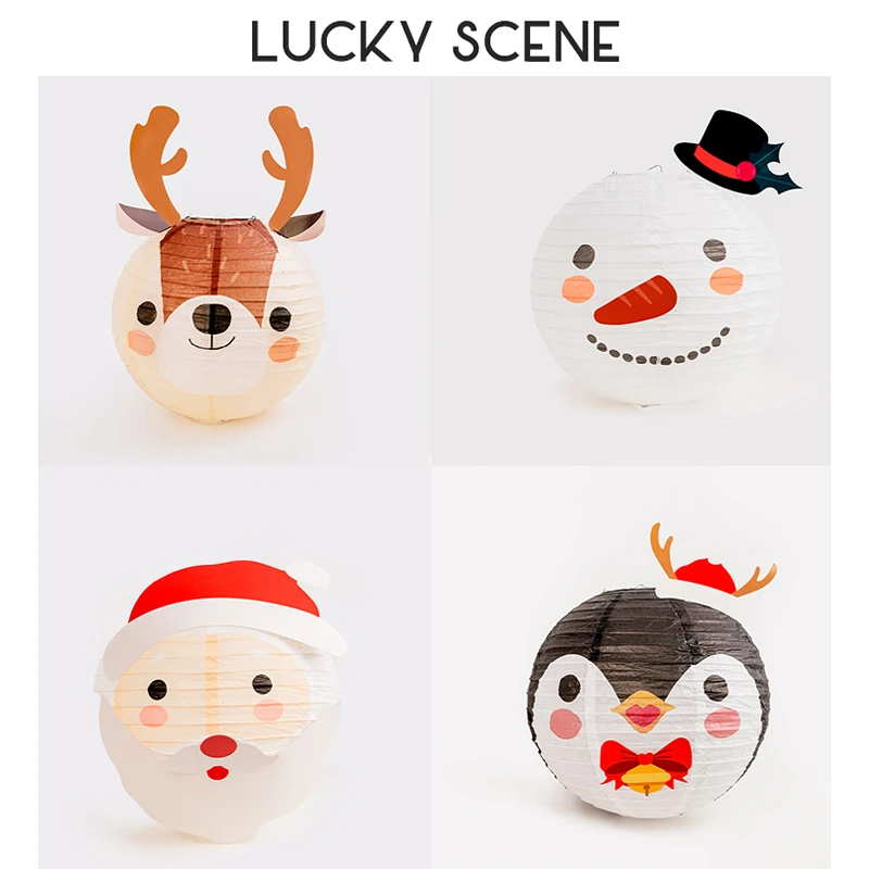 Christmas Paper Lanterns Decoration New Year's Party Shopping Mall Window Cartoon Hanging Pendant S01615