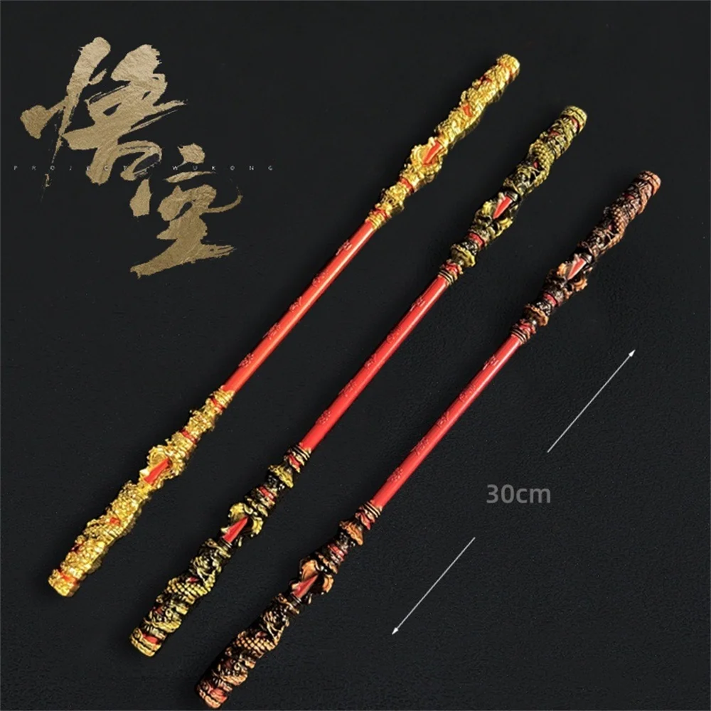 22/30cm Jin Gu Bang Black Mythical Wukong Strikes Destiny Metal Crafts Ornament Home Decoration Golden Cudgel Party Props