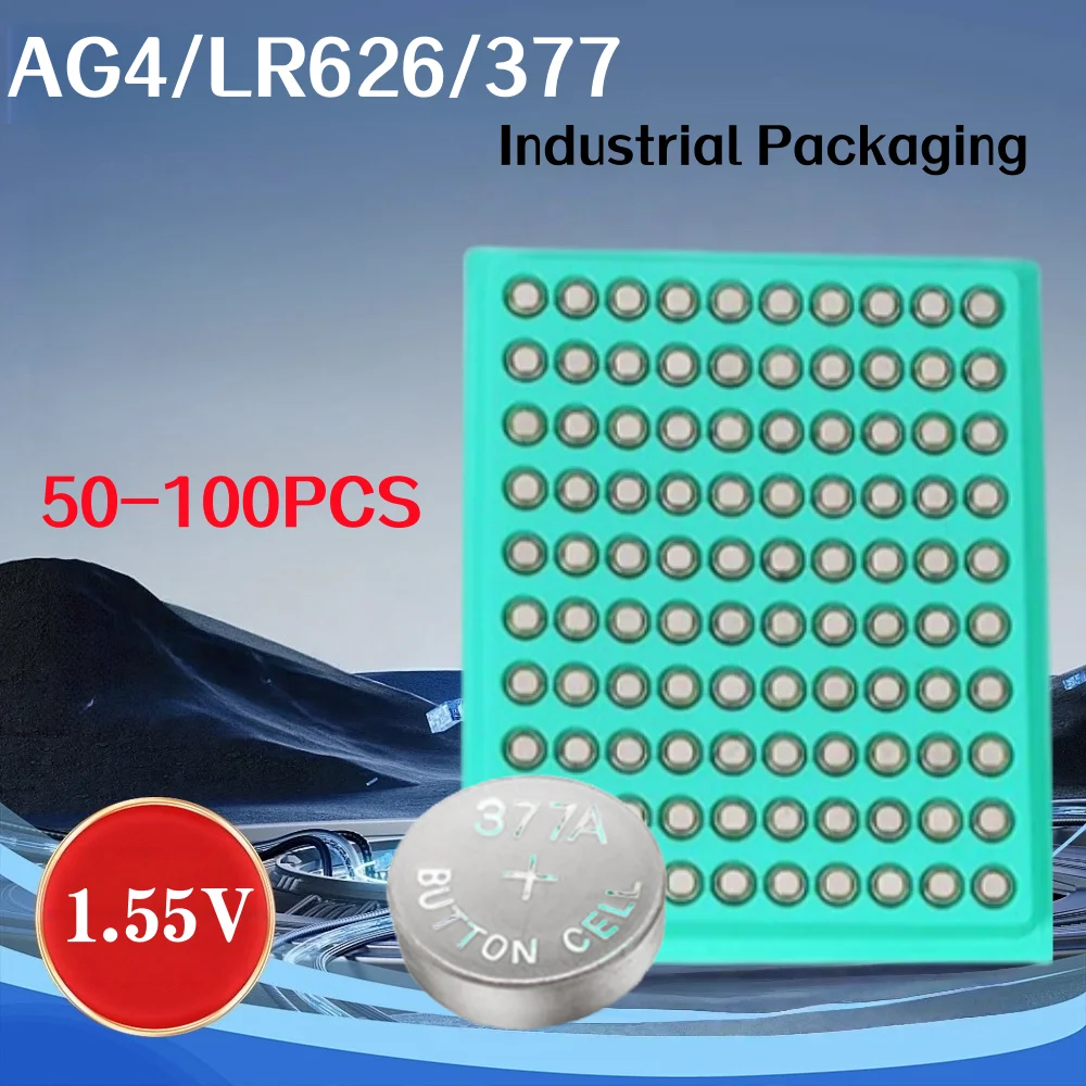 50-100PCS Pilas Alcalinas de Alta Capacidad SR626SW AG4 LR626 377A V377 1.5V Pilas de Botón para Reloj, Mini Linterna, Juguete
