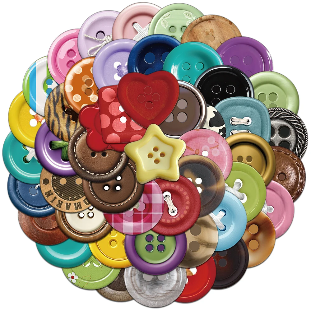 50PCS Creative Button Stickers Helmet Decoration DIY Phone Cases Water Cups Personalized Waterproof Stickers