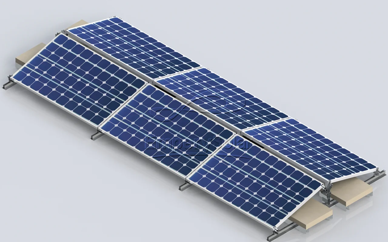 EmperySolar EPR-BM02 Aluminum Alloy Tin Roof East-West Ballasted Flat Roof Back-to-Back Solar Ballast Bracket Mounting - Detail 1