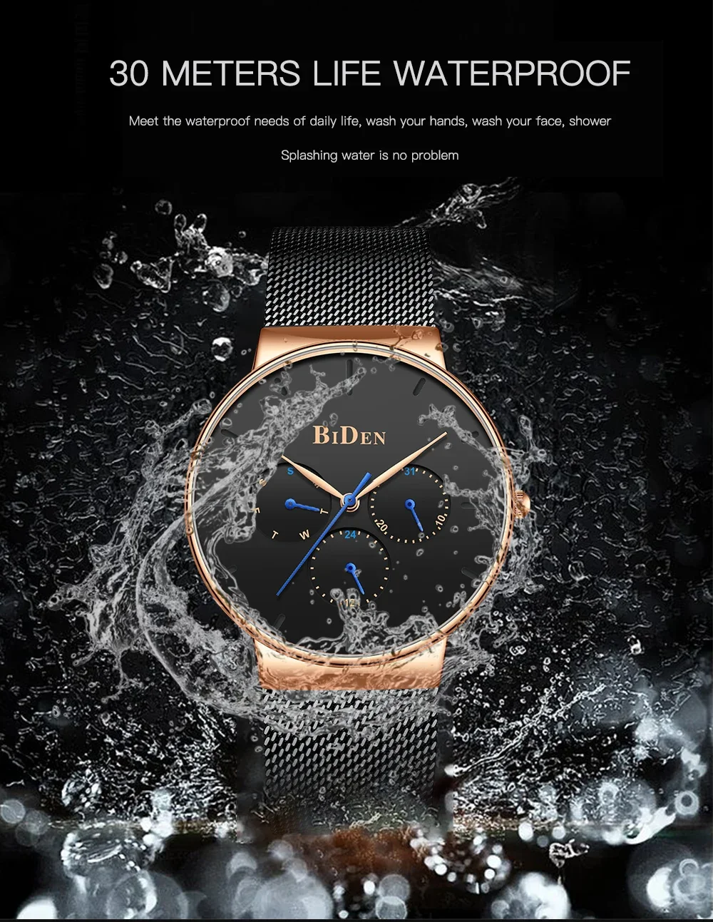 

BIDEN High-end Business Watch Waterproof Luminous Stainless Steel Men's Watch Casual Quartz Men's Watch Men's Clock
