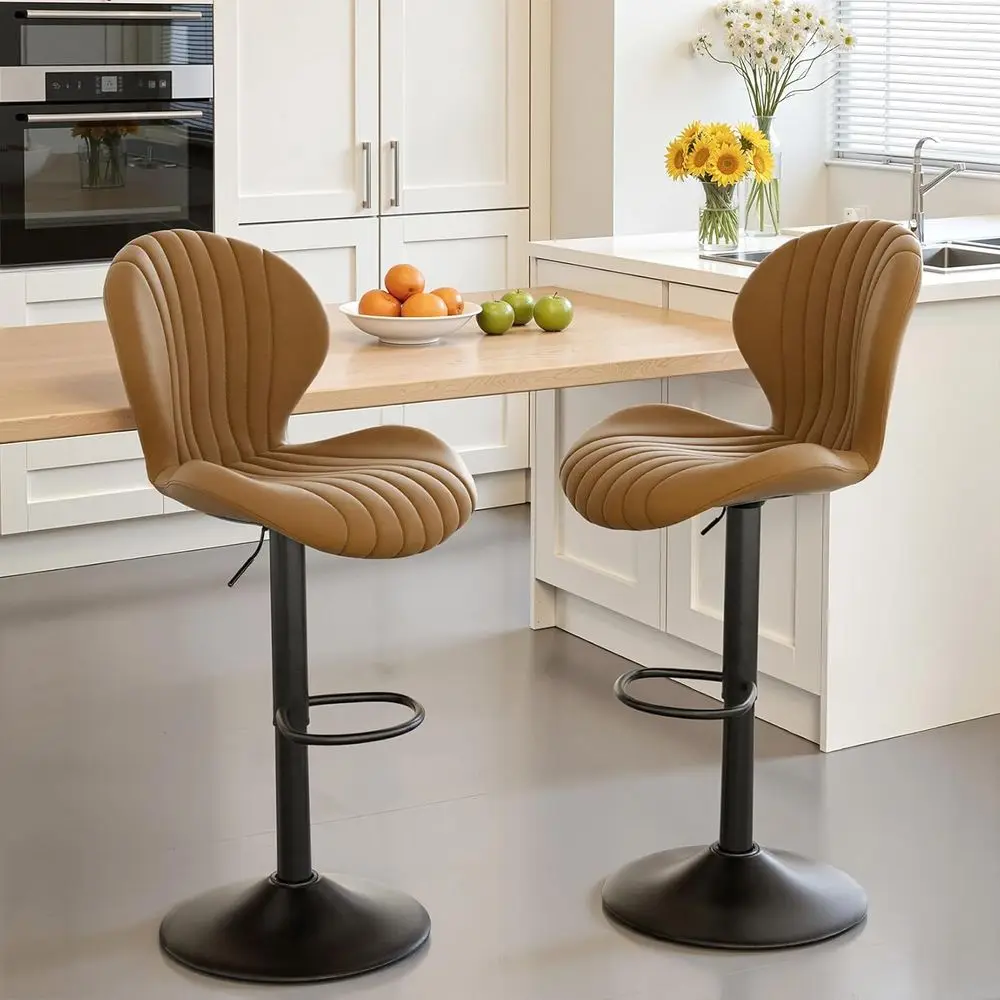 Swivel Bar Stools Set of 2, High Backrest Counter Height Chairs, Padded Seats, Easy Assembly for Kitchen Island or Dining Room (