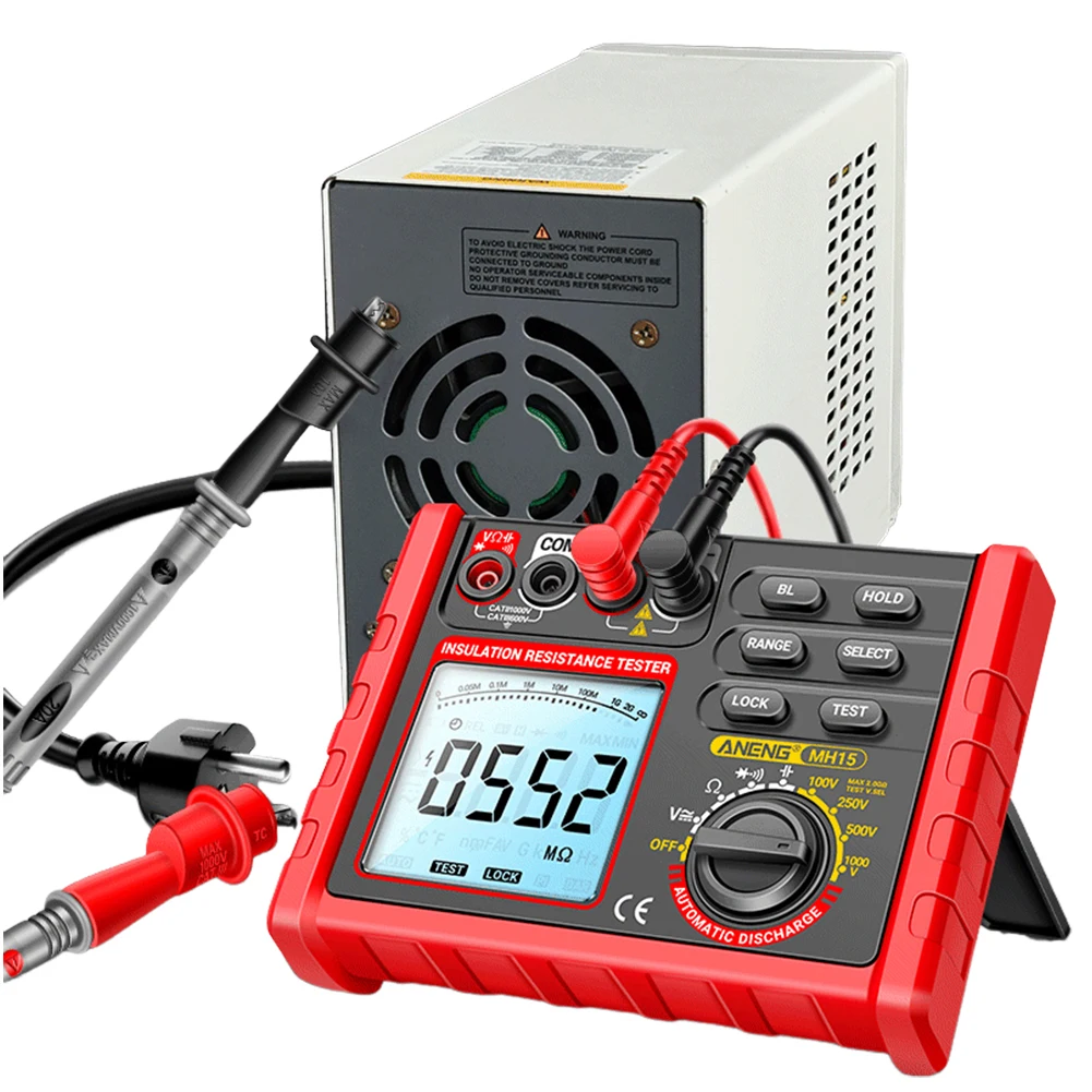 Compteur d'isolant numérique multifonctionnel, décharge automatique, testeur de tension AC/DC, voltmètre, mégohmmètre LCD