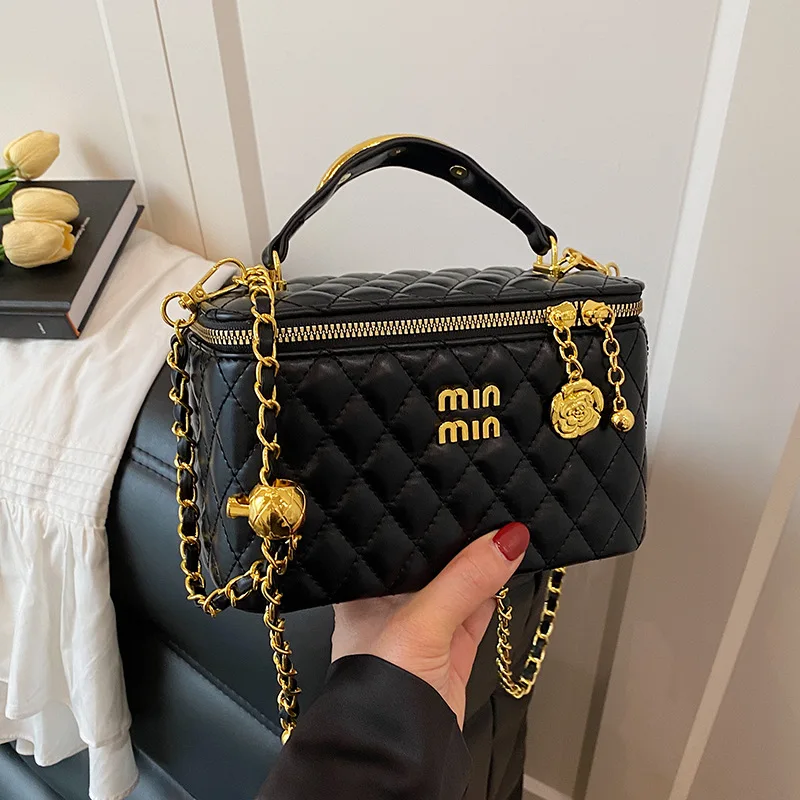 

Сумка-коробка для макияжа 2025 года, универсальная женская сумочка с верхней ручкой, минималистичная квадратная сумка-тоут, шикарная сумка через плечо, сумка-слинг «день-ночь»