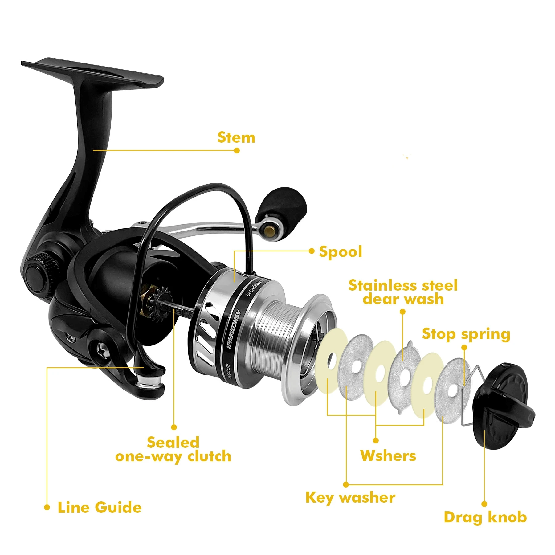 Ashconfish Spinning Fishing Reel  2000 3000 4000 5000 712BB 12KG Max Drag Carp Saltwater Reel Bass Pike Wheel freashwater carp