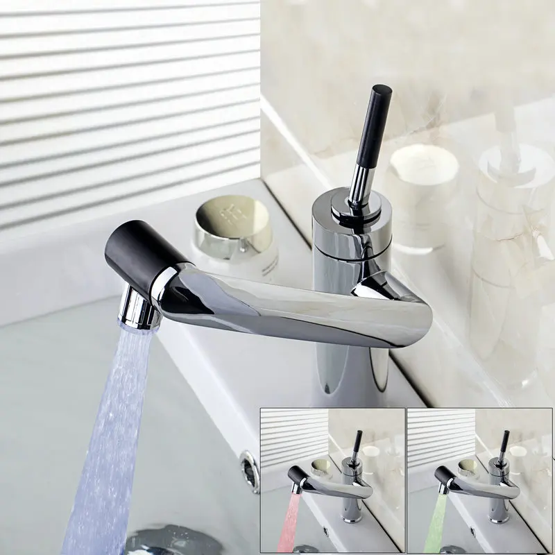 

Torayvino LED Bathroom Sink Tap Rotate Faucet Water Bathroom Faucet Swivel Faucet Hot & Cold Mixer Taps Basin Faucets