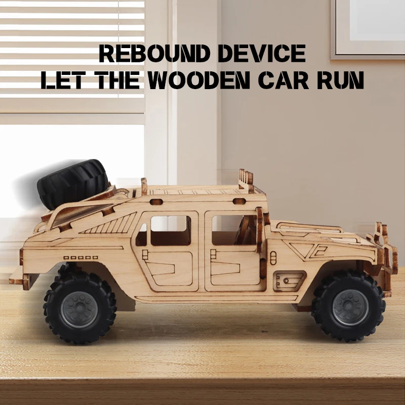 SUV 3D Auto Houten Puzzel, Schaalmodel, DIY Model Kit, Handwerk Cadeau, Woondecoratie, Mechanische Model Kit, Bouwspeelgoed