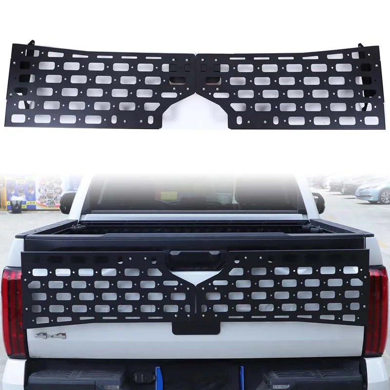 For 22+ Toyota Tundra tailgate outer tool hanging plate, aluminum alloy black, car rear tailgate hanging plate accessories