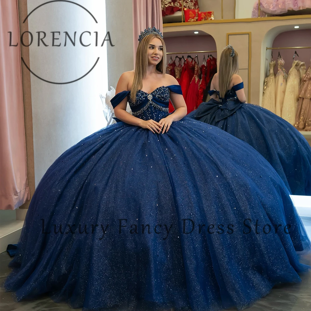 

Elegant Crystal Quinceanera Dresses 2025 Off Shoulder Sweet 16 Birthday Sequin Ball Gown for Girl Customized abiti da cerimonia
