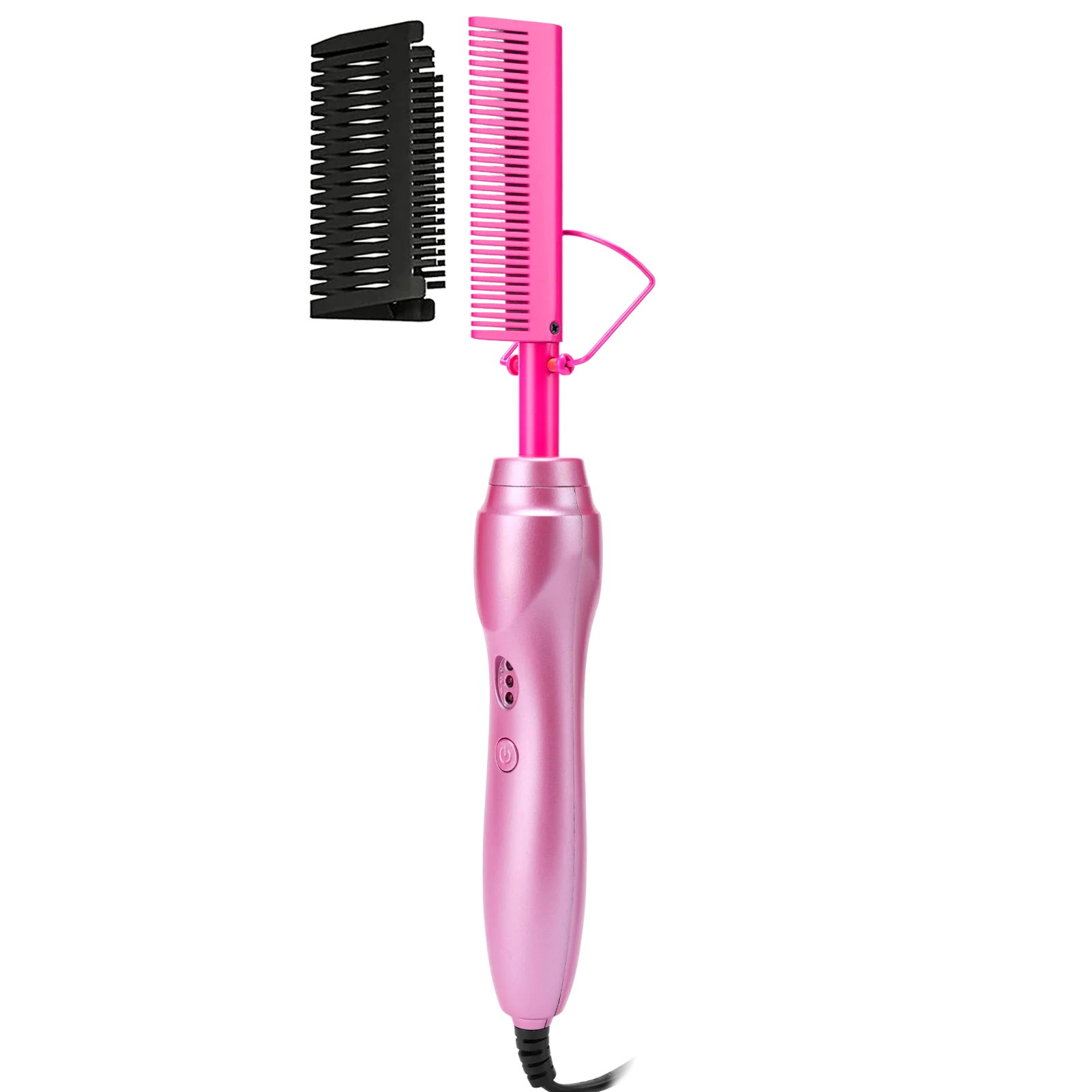 GOIPLE Heated Straightening Comb, 280-400°F Hot Comb for Wigs & Natural Hair, Straightens & Curls, Anti-Scald Stand, Champagne Pink