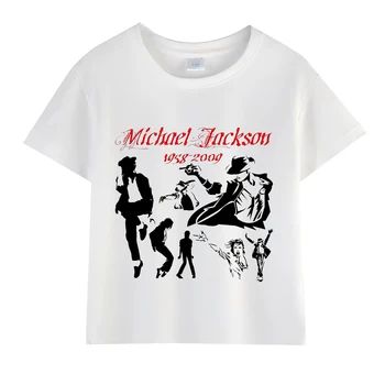 Michael Jackson Kids T-Shirt 5 Kids Michael Jackson Rock N Roll T-Shirt Children's Fashion Crew Neck Top Summer Casual Clothes for Baby Boys And Girls 5