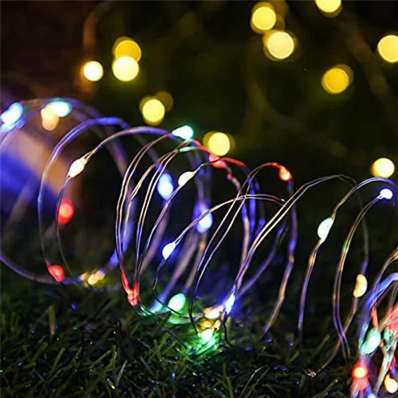 LED Solar Fairy Lights Outdoor Solar Fairy Lights,12M 120LED Copper Wire Fairy Lights, Waterproof 2 Pack Colorful