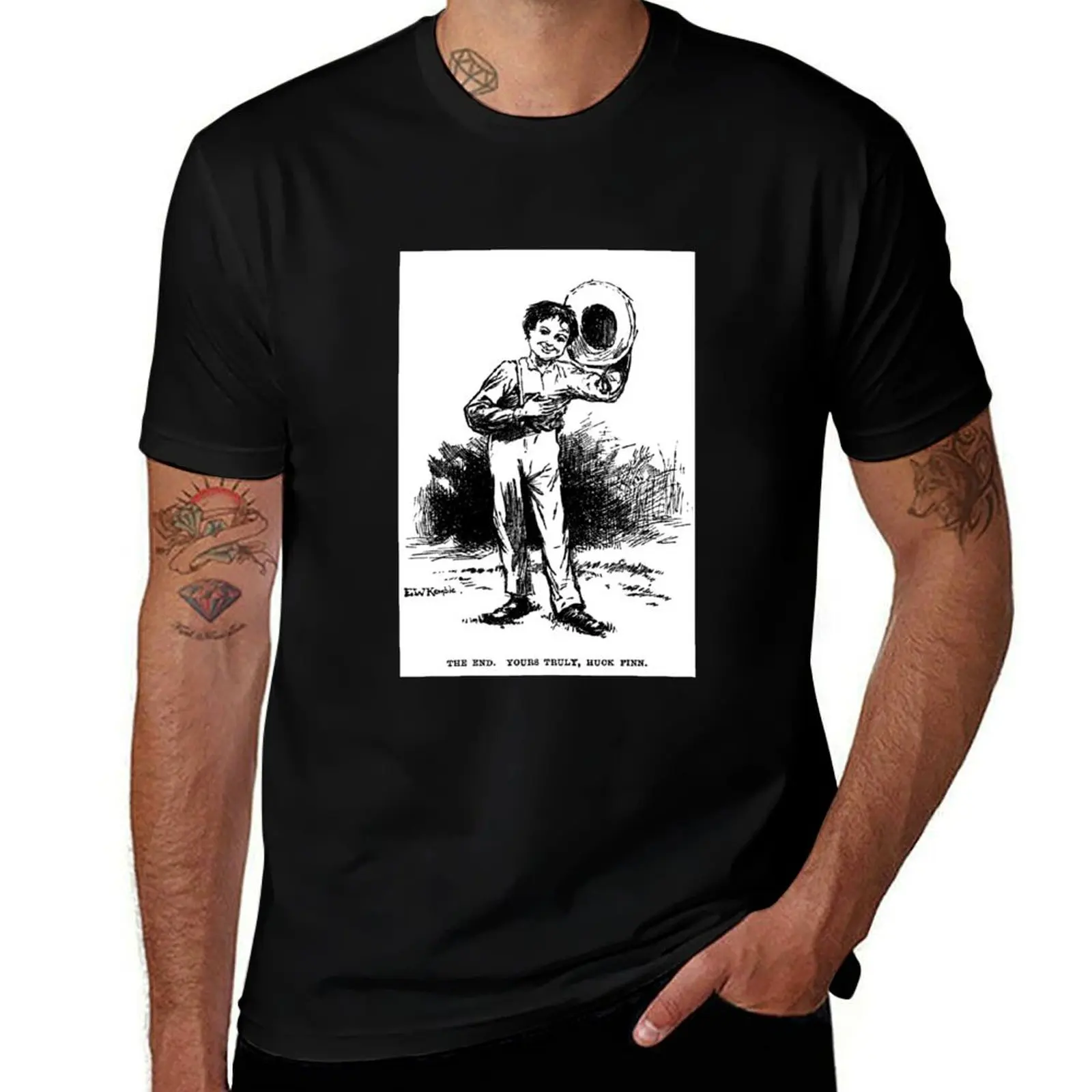 

Huckleberry Huck Finn by Mark Twain T-Shirt men t shirt cotton 100% t shirts for man graphic funny