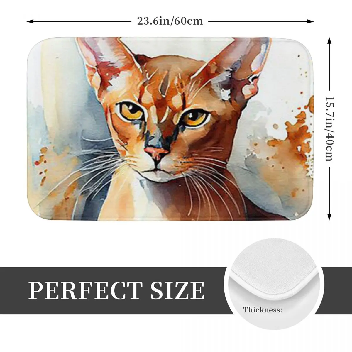 Abyssinian Cat - Watercolor Paint Doormat Anti-skid Super Absorbent Bath Mats Home Entrance Rugs Kitchen Bedroom Carpet Footpad