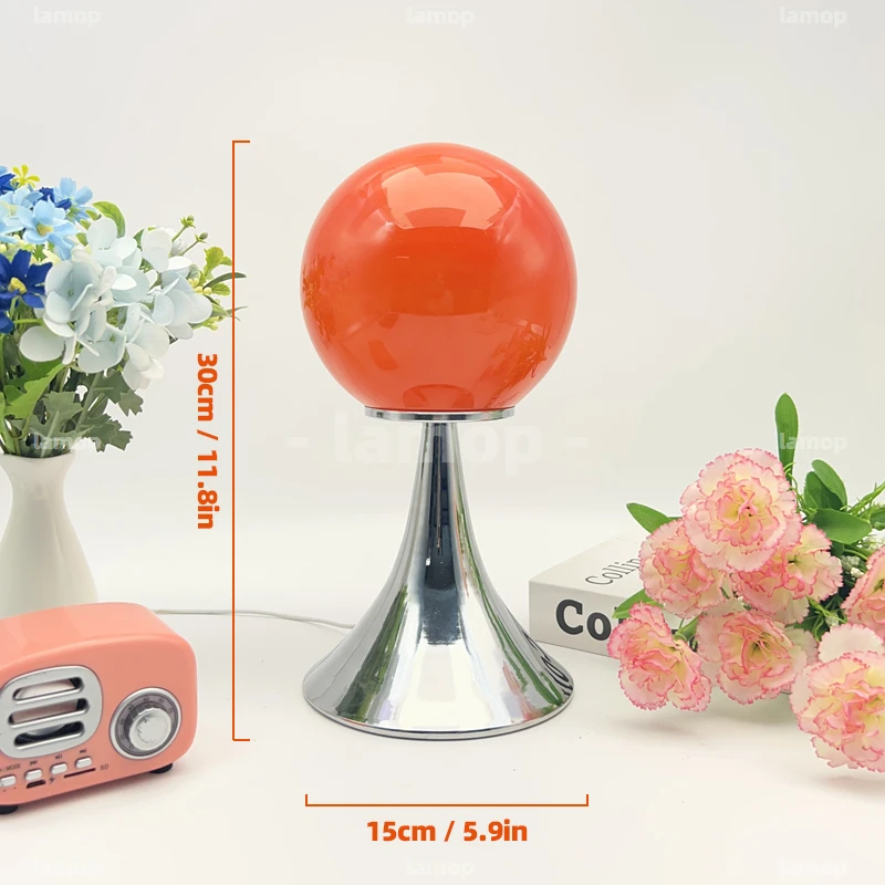 Full‑Sphere Glass Table Lamp, Italian Minimalist Geometric Shape Soft Diffused Light, Desktop Decor Table Lamp for American
