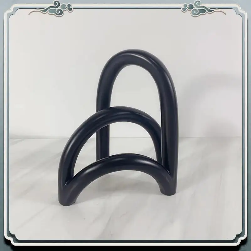 

Durable Modern Minimalist Geometric Art Line Arc Decor Resin Crafts Irregular Shopping Mall Living Room Desktop Ornament-Black D