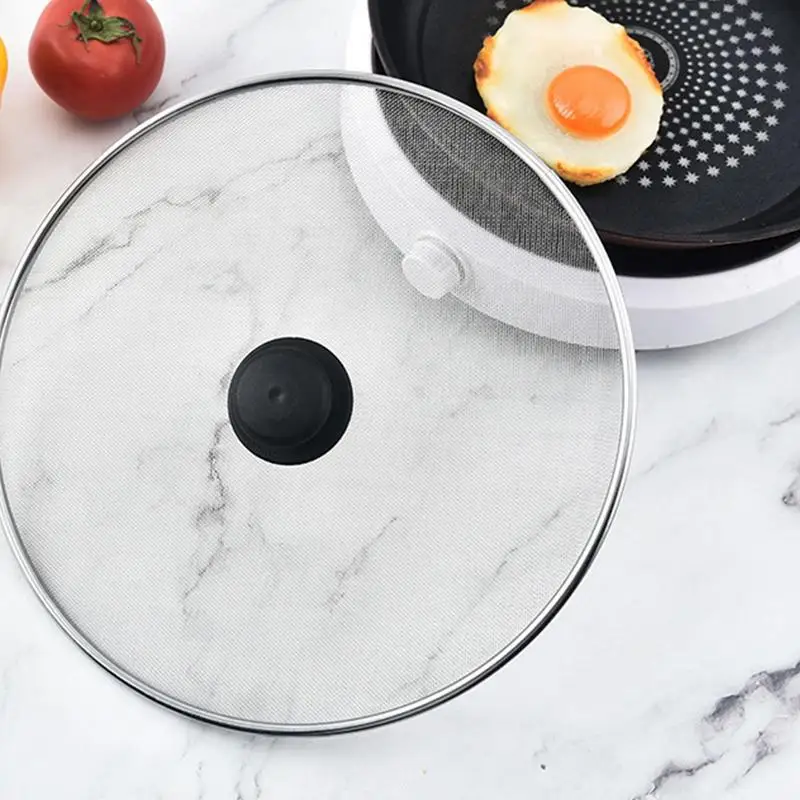 29cm Oil Splatter Screen Anti-slip Stainless Steel Guard Frying Pan Oil Proofing Lid Kitchen Mesh Pot Filter Lid Cooking Tools