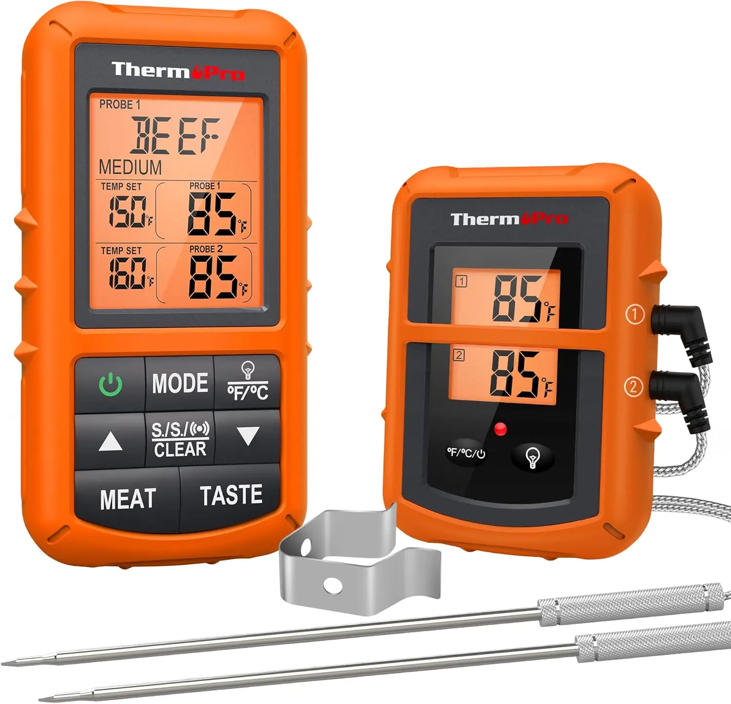 

Wireless Meat Thermometer with Dual Probes, 500FT Range for BBQ Grill Smoker Cooking Beef Steak Fish Turkey