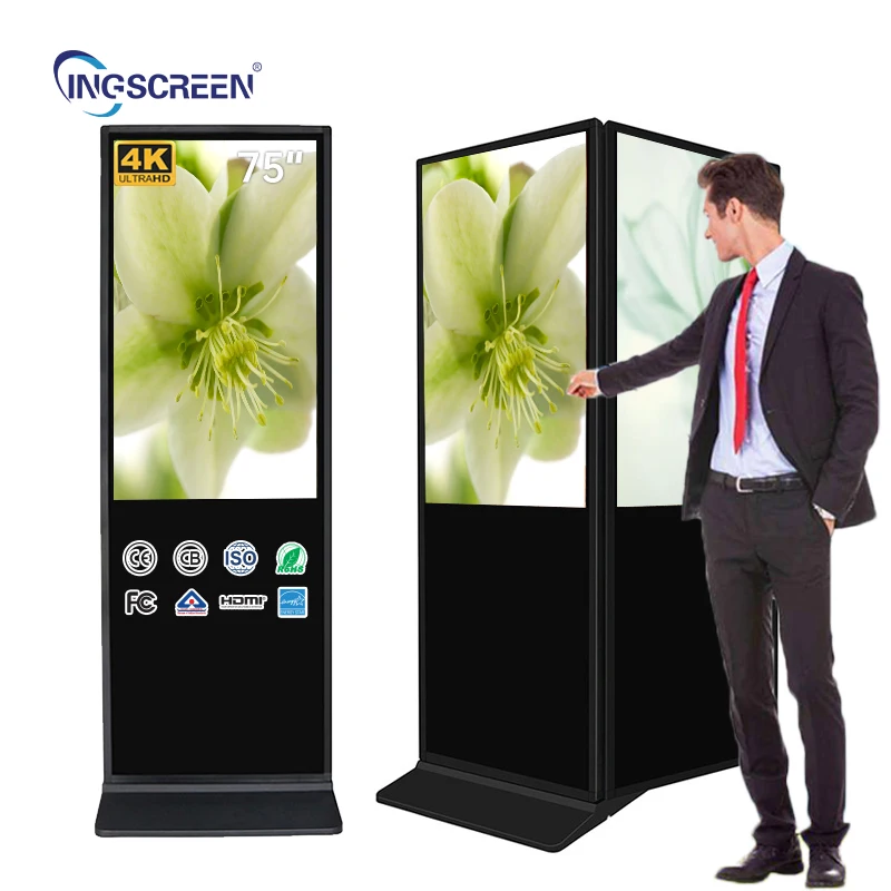 Double-Sided 49 Inch Floor Standing Touchscreen LCD Advertising Animation for Elevators Hotel Lobby Exhibition Media Player