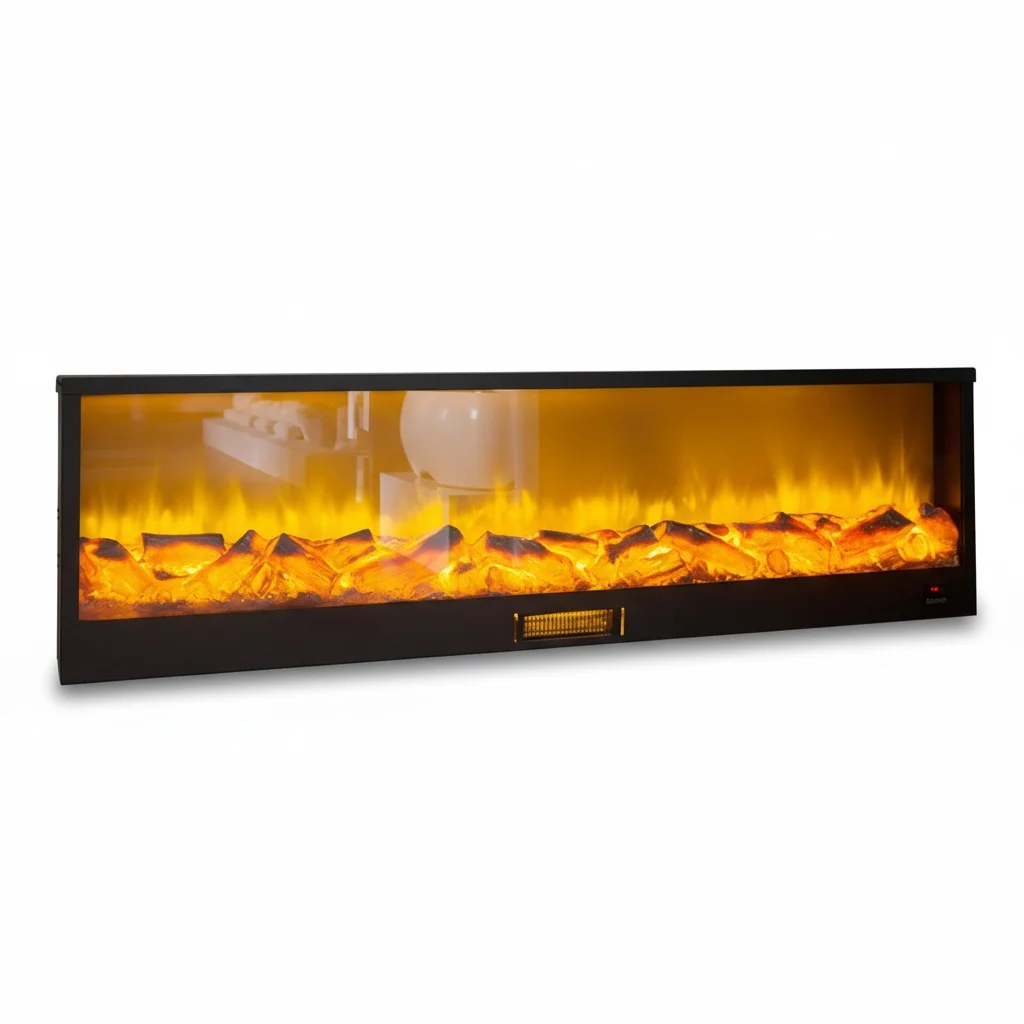 60 Inch/1500mm Electric Fireplace, Wall Insert Fireplace, Recessed Linear LED Fireplace with Hot Air Blower for Living Room