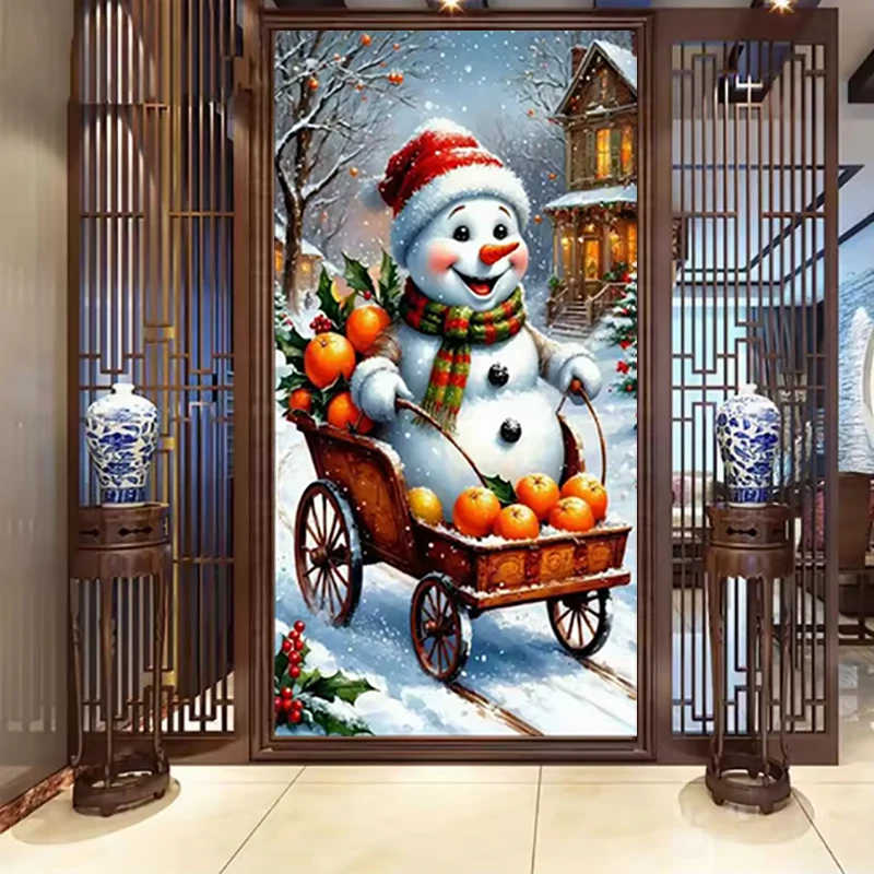 Snowman Diamond Art Kits For Adults Beginners, 5D DIY Full Square Round Drill Winter Scenery Diamond Painting Kits