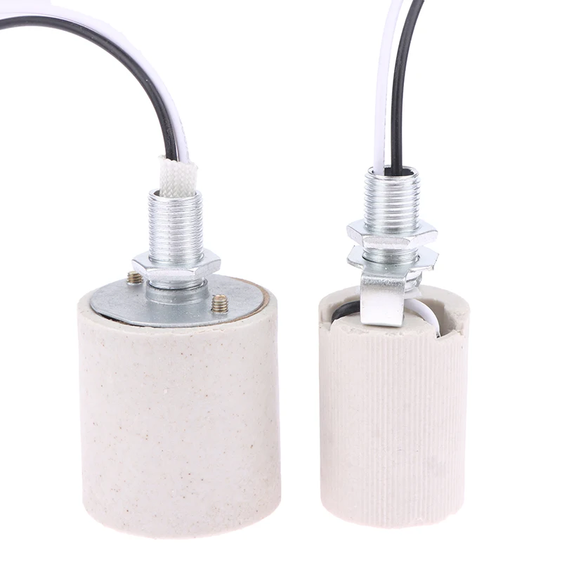 High Quality Home Use Round Socket For Bulb Base With Cable LED Light Heat Resistant Adapter E14/E27 Ceramic Screw Lamp Holder