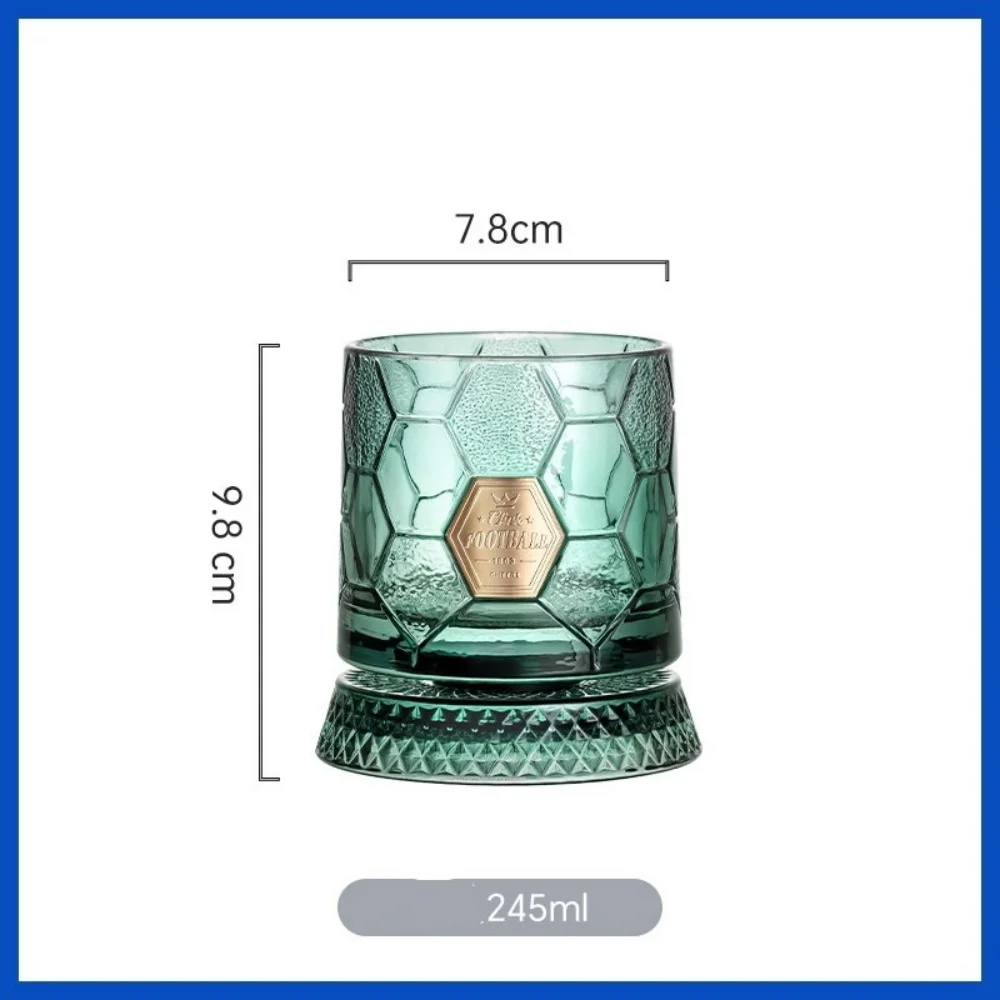 Football Whiskey Glasses Rotatable Tumbler Crystal Glass Cup Drinking Glasses with Creative Coasters for Scotch,Bourbon,Cocktail 3