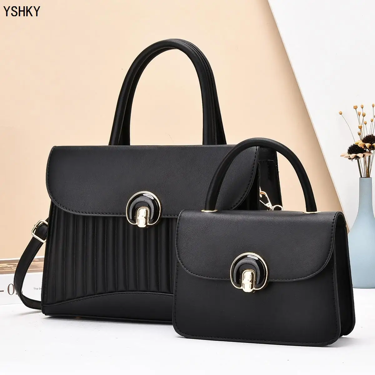 Women's bags Two-piece set handbag for women 2025 fashion shoulder bag trend design stripe messenger bag Korean style bag