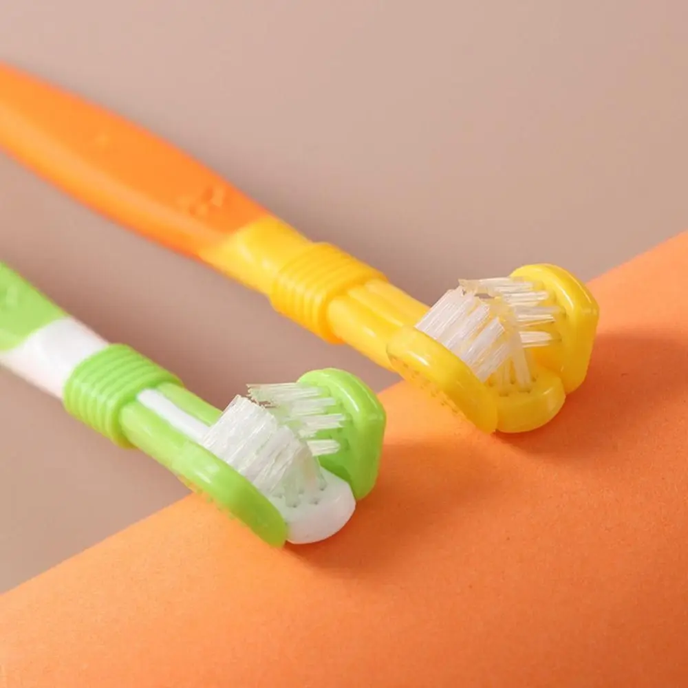 Nylon Pet Three-head Toothbrush New Plastic Three-head Pet Toothbrush Small Dog Soft Bristle Toothbrush Pet Cleaning Toothbrush